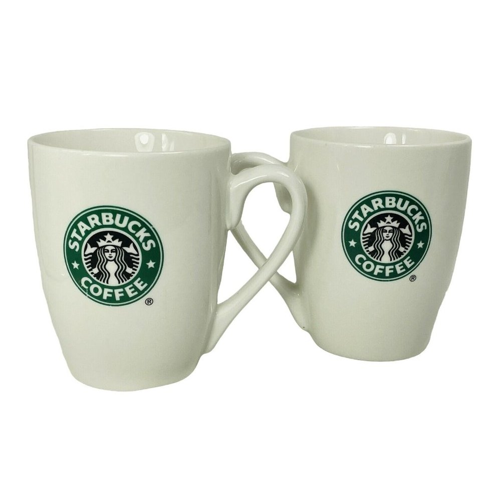 2007 Starbucks Coffee White Mug Cup Green Siren Mermaid Retired Logo 10.2 oz LOT